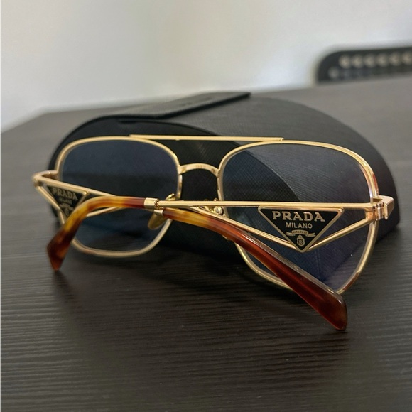 Prada Gold Frame Eyeglasses with Brown Temples - Picture 2 of 3